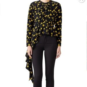 Delfi Collective Fallon Top Black Flowy Dramatic Starburst Romantic Date Size XS